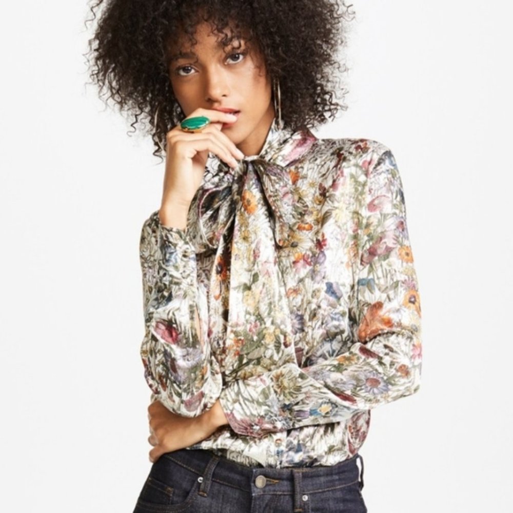 Sale Tory Burch Vanessa Bow Blouse in Melody Flora